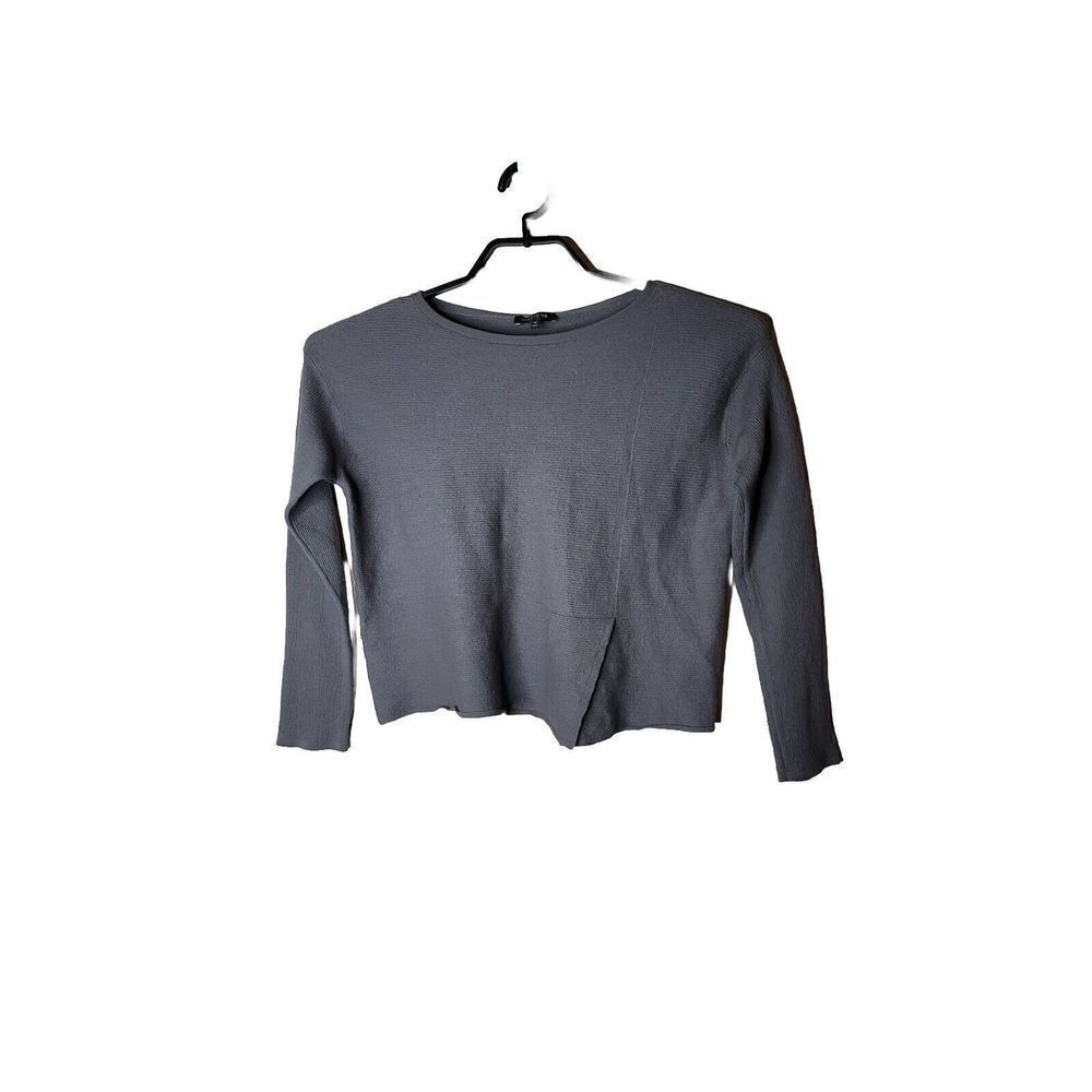 Lafayette 148 New York Women's Gray Wool Crop Sweater Size Medium t75